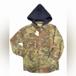 Zara Kids Camouflage Button Down Shirt with Hood